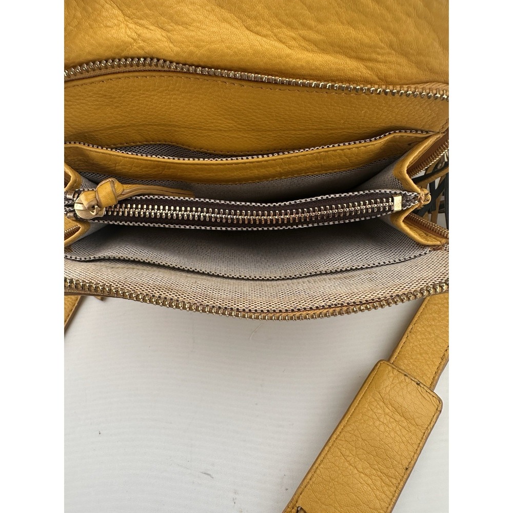 Diane Von Furstenberg DVF Yellow Leather Crossbody Purse Tassel Travel Colorful - Picture 7 of 9